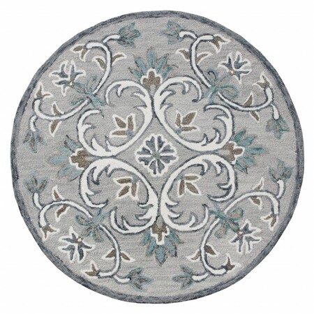 Palacedesigns 6 ft. Round Gray & White Filigree Area Rug PA3090884